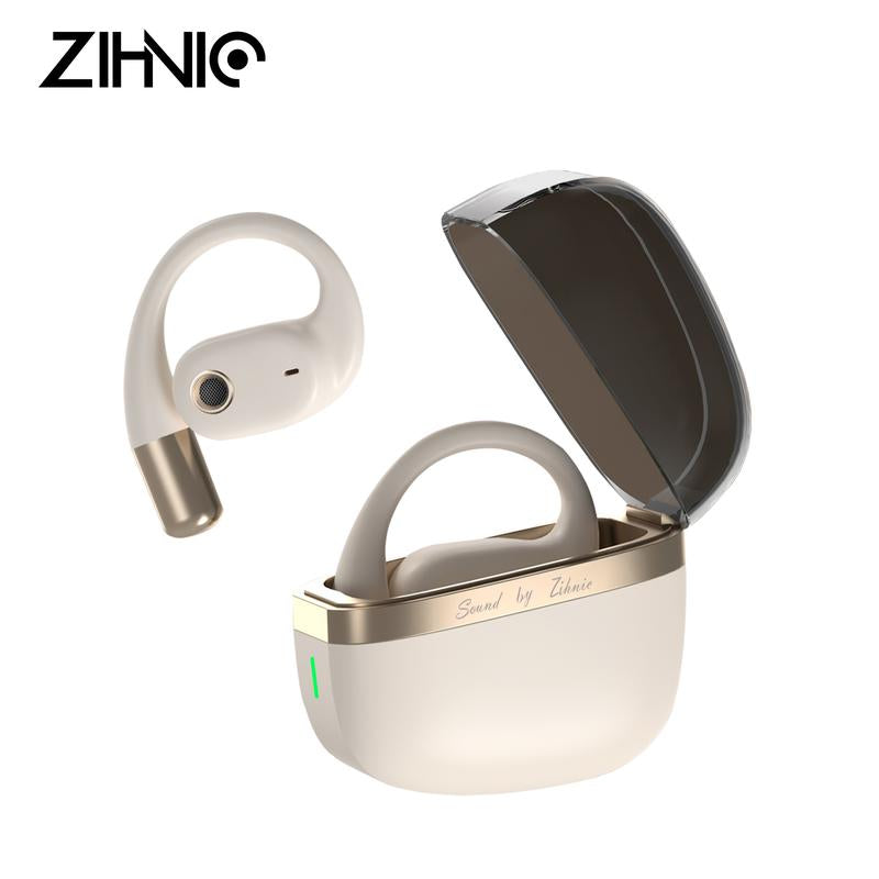 ZIHNIC True Wireless Open Ear Headphones Bluetooth 5.4, IPX5 Waterproof,35Hrs Playtime,Earbuds Immersive Premium Sound Long Distance Connection Headset with Charging Case,Light-Weight Earphones Built-In Mic Audio Earphones Wireless Earphone