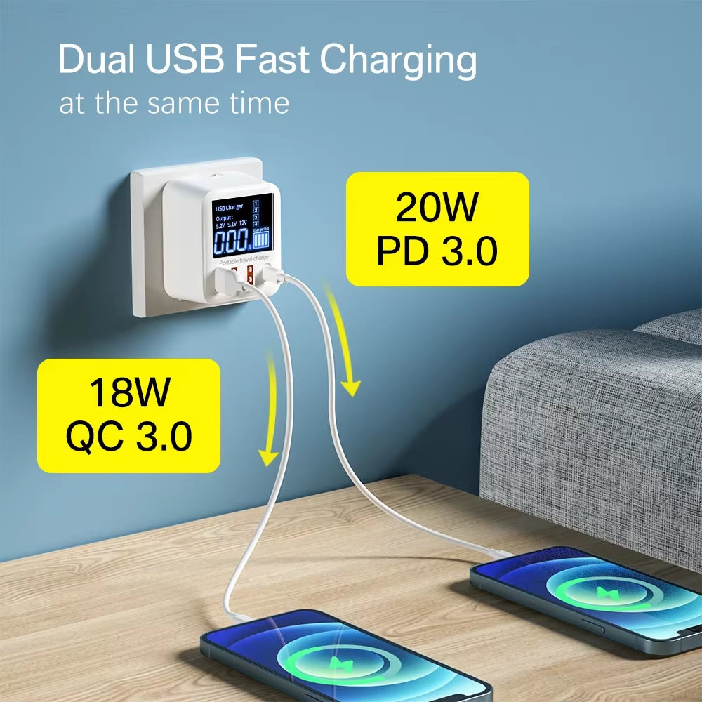 40W Quick Charge USB Charger Wall Travel Phone Adapter Fast Charger PD QC USB C Charger for Iphone 13 12 Xiaomi Huawei Samsung