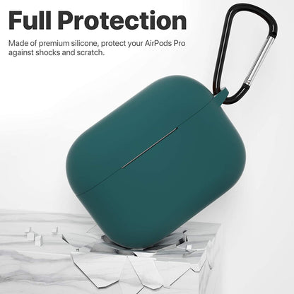 for Airpods Pro 1St/2Nd Generation Case Cover, Protective Silicone Skin Accessories with Keychain for Women Men for Apple Airpods Pro 2019/2022 Charging Case,Front LED Visible-Midnight Green